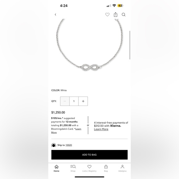 Diamond Infinity Bracelet in 14K White Gold, .15 ct. t.w. - like new - Picture 2 of 6